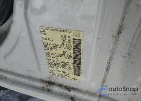 2017 Nissan Nv Cargo Nv2500 Hd S V6 z USA, uszkodzony, nr VIN 1N6BF0LY0HN807655